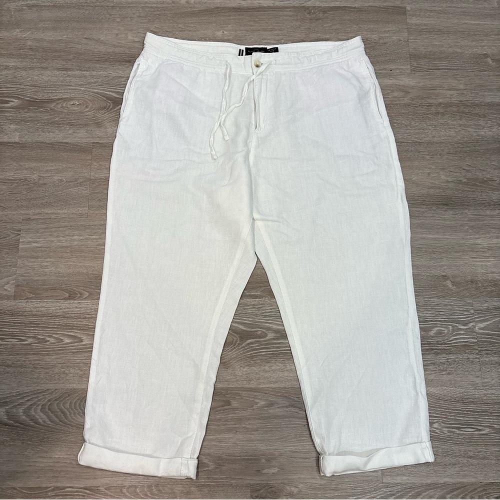 Black Brown 1826 White Linen Trousers Summer Beach Pants 40x30